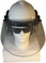 MSA V-Gard Cap Style hard hat with Clear Aluminum Bound Edges Faceshield, Hard Hat Attachment, and Earmuff - White - Front View