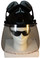 MSA V-Gard Cap Style hard hat with Polycarbonate Clear Faceshield Faceshield, Hard Hat Attachment, and Earmuff - Black - Front View Earmuffs Up