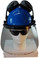 MSA V-Gard Cap Style hard hat with Clear Faceshield, Hard Hat Attachment, and Earmuff - Front View Earmuffs Up