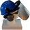 MSA V-Gard Cap Style hard hat with Clear Faceshield, Hard Hat Attachment, and Earmuff - Blue   - Partway Up Position