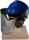 MSA V-Gard Cap Style hard hat with Pyramex Polycarbonate Clear Faceshield with Aluminum Bound Edges - Blue - Left Side