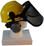 MSA V-Gard Cap Style hard hat with Smoke Mesh Faceshield, Hard Hat Attachment, and Earmuff - Yellow  - Partway Up Position