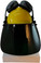 MSA V-Gard Cap Style hard hat with Dark Green Faceshield, Hard Hat Attachment, and Earmuff - Yellow - Front View Earmuffs Up