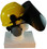 MSA V-Gard Cap Style hard hat with Dark Green Faceshield, Hard Hat Attachment, and Earmuff - Yellow - Up Position