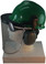 MSA V-Gard Cap Style hard hat with Pyramex Polycarbonate Clear Faceshield with Aluminum Bound Edges - Green - Left Side