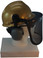 MSA V-Gard Cap Style hard hat with Smoke Mesh Faceshield, Hard Hat Attachment, and Earmuff - Gold - Down Position