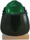 MSA V-Gard Cap Style hard hat with Dark Green Faceshield, Hard Hat Attachment, and Earmuff - Green - Front View Earmuffs Down