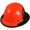 Actual Carbon Fiber Hard Hat with Protective Edge - Full Brim Glossy Black and High Vision Orange  - Oblique View