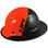 Actual Carbon Fiber Hard Hat with Protective Edge - Full Brim Glossy Black and High Vision Orange  - Left View