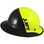 Actual Carbon Fiber Hard Hat with Protective Edge  - Full Brim Glossy Black and High Vision Lime - Right View