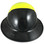 Actual Carbon Fiber Hard Hat with Protective Edge  - Full Brim Glossy Black and High Vision Lime - Back View