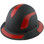 Actual Carbon Fiber Hard Hat - Full Brim Matte Black with Reflective Red Decal Kit Applied