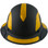 Actual Carbon Fiber Hard Hat - Full Brim Matte Black with Reflective Yellow Decal Kit Applied