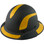 Actual Carbon Fiber Hard Hat - Full Brim Matte Black with Reflective Yellow Decal Kit Applied