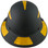 Actual Carbon Fiber Hard Hat - Full Brim Matte Black with Reflective Yellow Decal Kit Applied