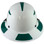 DAX Fiberglass Composite Hard Hat - Full Brim White with Reflective Green Decal Kit Applied