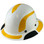 DAX Fiberglass Composite Hard Hat - Full Brim White with Reflective Yellow Decal Kit Applied