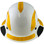 DAX Fiberglass Composite Hard Hat - Full Brim White with Reflective Yellow Decal Kit Applied