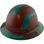 DAX Fiberglass Composite Hard Hat - Full Brim Natural Tan with Reflective Green Decal Kit Applied