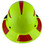 DAX Fiberglass Composite Hard Hat - Full Brim High-Viz Lime with Reflective Red Decal Kit Applied