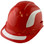 Pyramex Ridgeline Cap Style Hard Hats Red with White Reflective Decals Applied