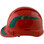 Pyramex Ridgeline Cap Style Hard Hats Red with Green Reflective Decals Applied