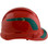 Pyramex Ridgeline Cap Style Hard Hats Red with Green Reflective Decals Applied