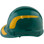 Pyramex Ridgeline Cap Style Hard Hats Green with Yellow Reflective Decals Applied