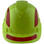 Pyramex Ridgeline Cap Style Hard Hats Lime with Red Reflective Decals Applied