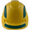 Pyramex Ridgeline Cap Style Hard Hats Yellow with Green Reflective Decals Applied