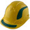 Pyramex Ridgeline Cap Style Hard Hats Yellow with Green Reflective Decals Applied