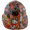 Orange Graffiti Design Cap Style Hydro Dipped Hard Hats ~ Front View