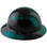 Actual Carbon Fiber Hard Hat - Full Brim Glossy Black with Reflective Green Decal Kit Applied