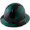 Actual Carbon Fiber Hard Hat - Full Brim Glossy Black with Reflective Green Decal Kit Applied