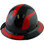 Actual Carbon Fiber Hard Hat - Full Brim Glossy Black with Reflective Red Decal Kit Applied