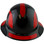 Actual Carbon Fiber Hard Hat - Full Brim Glossy Black with Reflective Red Decal Kit Applied