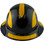 Actual Carbon Fiber Hard Hat - Full Brim Glossy Black with Reflective Yellow Decal Kit Applied 