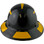 Actual Carbon Fiber Hard Hat - Full Brim Glossy Black with Reflective Yellow Decal Kit Applied 