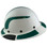 Actual Carbon Fiber Hard Hat - Full Brim White with Reflective Green Decal Kit Applied