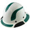 Actual Carbon Fiber Hard Hat - Full Brim White with Reflective Green Decal Kit Applied