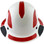 Actual Carbon Fiber Hard Hat - Full Brim White with Reflective Red Decal Kit Applied