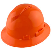 Pyramex Ridgeline Vented Hi-Viz Orange Full Brim Style Hard Hat - 4 Point Suspensions - Oblique View