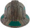 Pyramex Ridgeline Full Brim Style Hard Hat with Camouflage Pattern with Green Decals - Back View