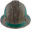 Pyramex Ridgeline Full Brim Style Hard Hat with Camouflage Pattern with Green Decals - Front View