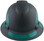 Pyramex Ridgeline Full Brim Style Hard Hat with Matte Black Graphite Pattern with Green Decals - Front View