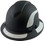 Pyramex Ridgeline Full Brim Style Hard Hat with Matte Black Graphite Pattern with White Decals - Oblique View