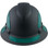 Pyramex Ridgeline Full Brim Style Hard Hat with Vented Matte Black Graphite Pattern with Green Decals - Front View