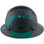 Pyramex Ridgeline Full Brim Style Hard Hat with Vented Matte Black Graphite Pattern with Green Decals - Left View