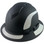 Pyramex Ridgeline Full Brim Style Hard Hat with Vented Matte Black Graphite Pattern with White Decals - Oblique View