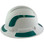 Pyramex Ridgeline Full Brim Style Hard Hat with Matte White Graphite Pattern with Green Decals - Left View